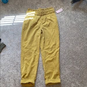 Mustard curduroy paper bag pants